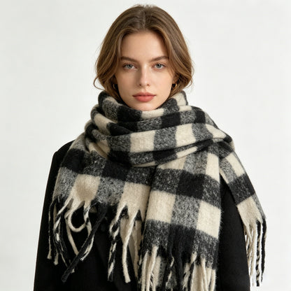 Pearvely | Classic Plaid Tassel Winter Scarf