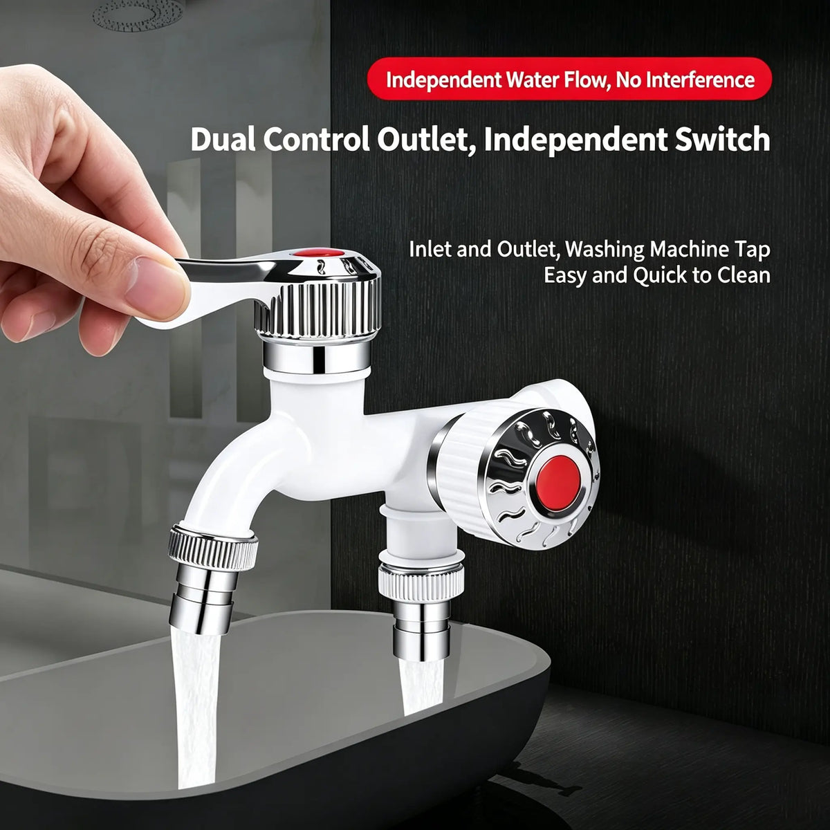 Universal Anti-Freeze Dual Outlet Faucet – 1 In 2 Out Water Tap
