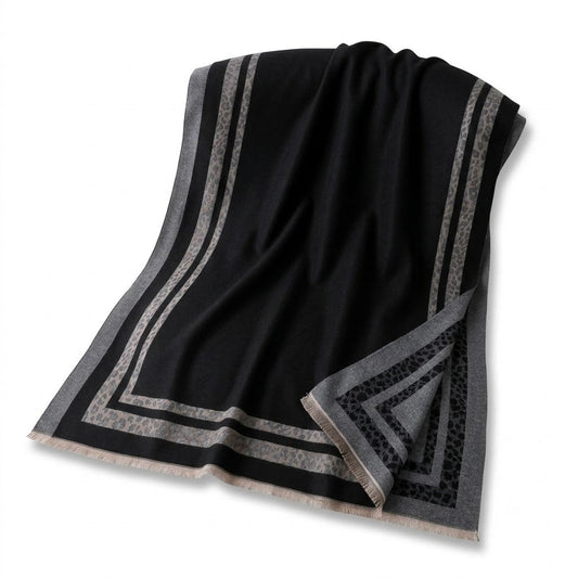 Pearvely | Leopard Accent Jacquard Winter Scarf