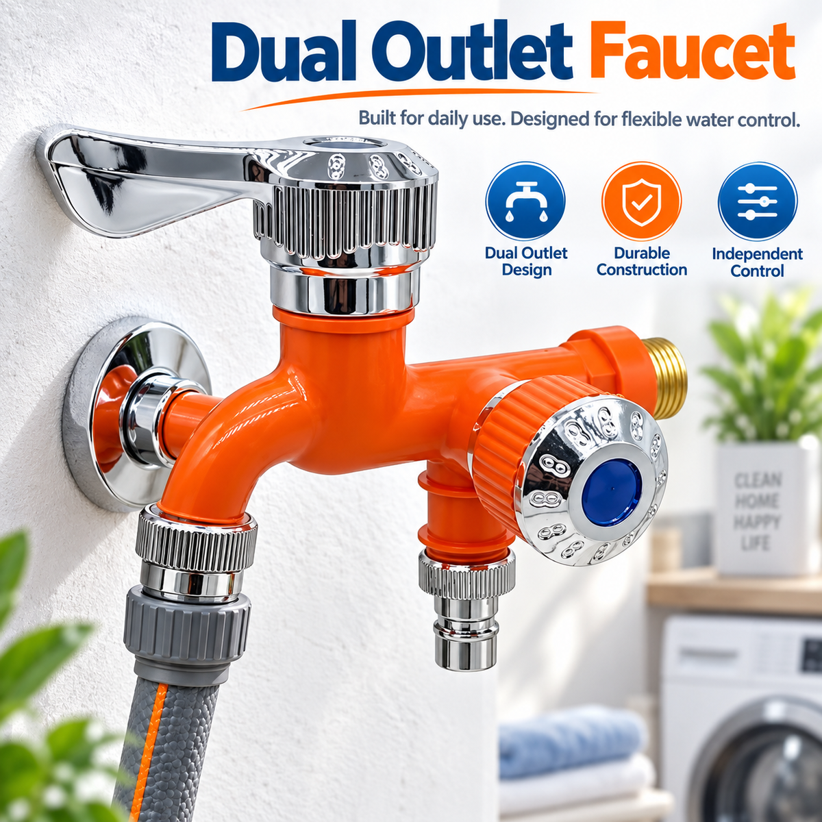 Universal Anti-Freeze Dual Outlet Faucet – 1 In 2 Out Water Tap