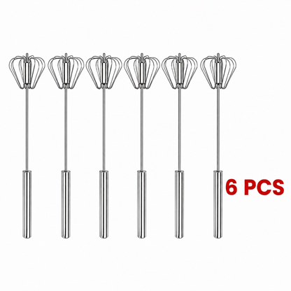 Semi-Automatic Stainless Steel Rotary Whisk – Hand-Push Food-Grade Egg Beater